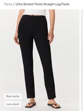 Quince Ultra-Stretch Ponte Straight Leg Pants in Black